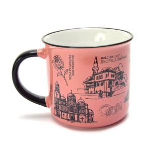 Чаша с народни мотиви - розова