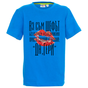 Цветна детска тениска - Аз съм шефът Гери