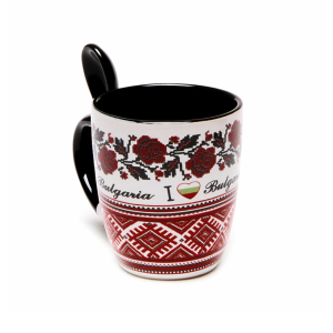 Чаша с бяла основа и народни мотиви- малка