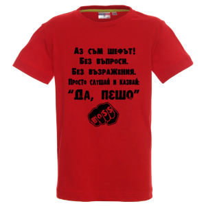 Цветна детска тениска- Аз съм шефът, Пешо