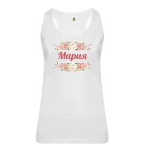 Бял дамски потник- Мария и рози