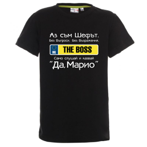 Цветна детска тениска- Аз съм шефът, Марио