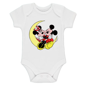 Бяло бебешко боди- Мини и Мики