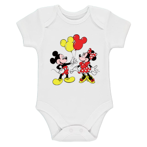 Бяло бебешко боди- Мини и Мики