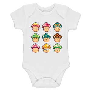 Бяло бебешко боди- Супер Марио