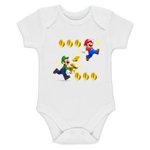 Бяло бебешко боди- Супер Марио