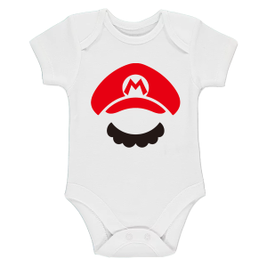 Бяло бебешко боди- Супер Марио