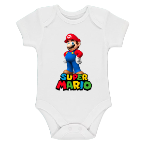 Бяло бебешко боди- Супер Марио
