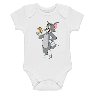 Бяло бебешко боди- Том и Джери