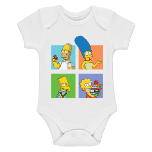 Бяло бебешко боди- Семейство Симпсън