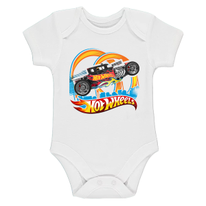 Бяло бебешко боди- Hot Wheels