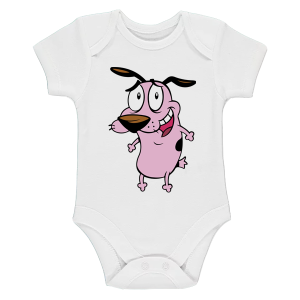 Бяло бебешко боди- Кураж, страхливото куче