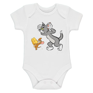 Бяло бебешко боди- Том и Джери