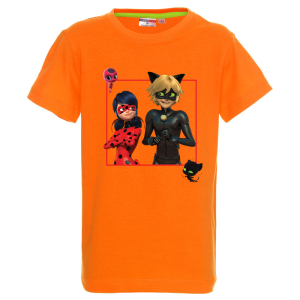 Цветна детска тениска- Калинката и черният котарак