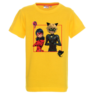 Цветна детска тениска- Калинката и черният котарак