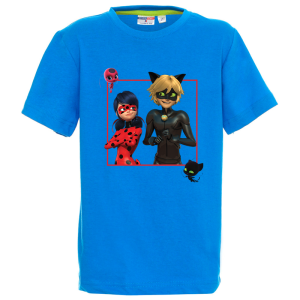 Цветна детска тениска- Калинката и черният котарак