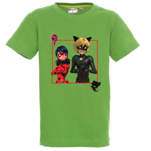 Цветна детска тениска- Калинката и черният котарак