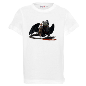 Бяла детска тениска- Как да дресираш дракон