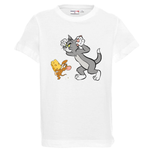 Бяла детска тениска- Том и Джери
