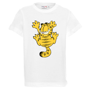 Бяла детска тениска- Гарфилд
