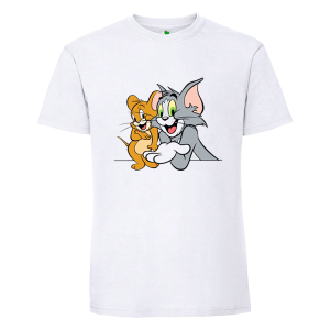 Бяла мъжка тениска- Том и Джери