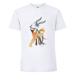 Бяла мъжка тениска- Лола и Бъни