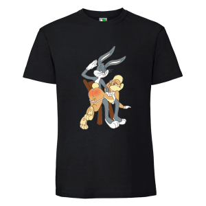 Черна мъжка тениска- Лола и Бъни