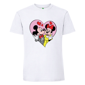 Бяла мъжка тениска- Мики и Мини Маус