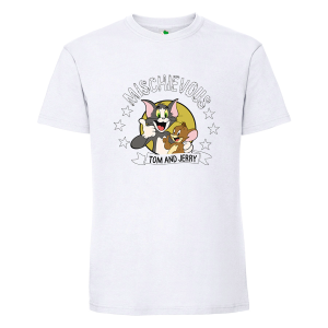 Бяла мъжка тениска- Том и Джери