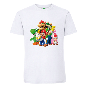 Бяла мъжка тениска- Супер Марио