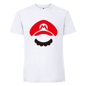 Бяла мъжка тениска- Супер Марио