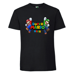 Черна мъжка тениска- Супер Марио