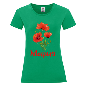 Цветна дамска тениска- Мария - макове