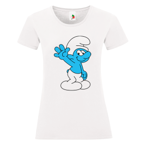 Бяла дамска тениска- Смърф