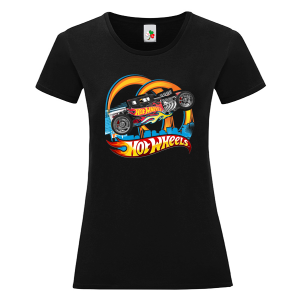 Черна дамска тениска- Hot Wheels