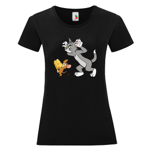 Черна дамска тениска- Том и Джери