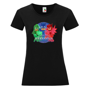 Черна дамска тениска- PJ Masks