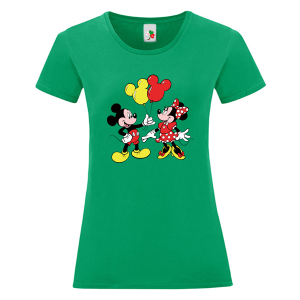 Цветна дамска тениска- Мики и Мини Маус