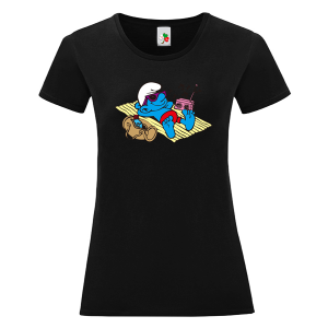 Черна дамска тениска- Смърф