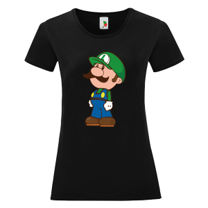 Черна дамска тениска- Супер Марио