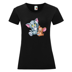 Черна дамска тениска- Том и Джери
