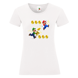 Бяла дамска тениска- Супер Марио