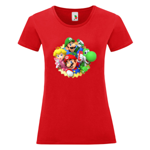 Цветна дамска тениска- Супер Марио