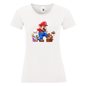 Бяла дамска тениска- Супер Марио