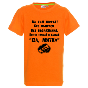 Цветна детска тениска- Аз съм шефът Митко