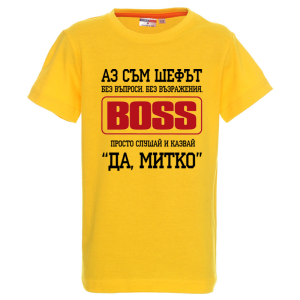 Цветна детска тениска- Аз съм шефът Митко