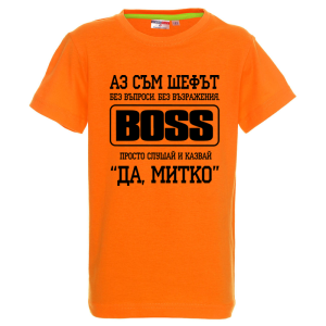 Цветна детска тениска- Аз съм шефът Митко