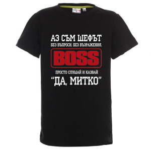 Цветна детска тениска- Аз съм шефът Митко