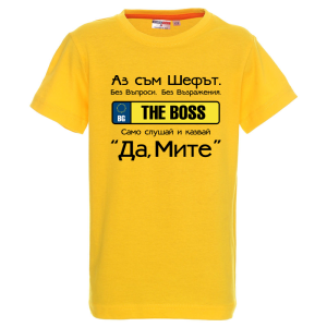 Цветна детска тениска- Аз съм шефът Митко