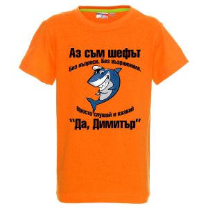 Цветна детска тениска- Аз съм шефът Димитър